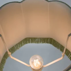 QAZQA Schlafzimmerlampen|Küchenlampen*Retro Stehleuchte Messing mit Granny Schirm grün 45 cm - Kaso