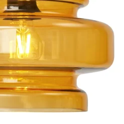 QAZQA Schlafzimmerlampen|Küchenlampen*Retro Stehleuchte Schwarz mit orangefarbenem Glas - Denise