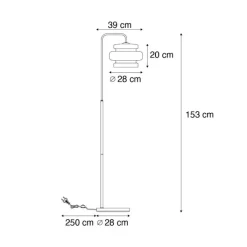 QAZQA Schlafzimmerlampen|Küchenlampen*Retro Stehleuchte Schwarz mit Grünem Glas - Denise