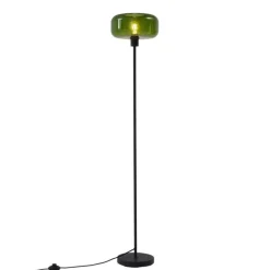 QAZQA Schlafzimmerlampen|Küchenlampen*Retro Stehleuchte Schwarz mit Grünglas - Bizle
