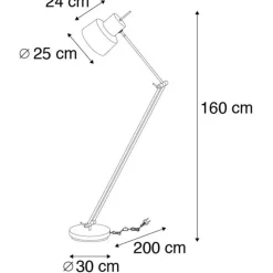 QAZQA Schlafzimmerlampen|Esszimmerlampen*Retro Stehleuchte schwarz verstellbar - Chappie