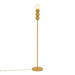 QAZQA Stehlampen|Wohnzimmerlampen*Retro Stehleuchte Senfgelb mit mattiertem Glas - Fedde