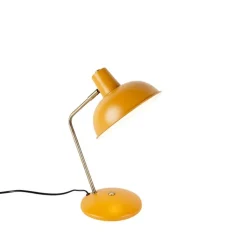 QAZQA Lampen Für Dein Homeoffice|Tischlampen*Retro Tischlampe gelb mit Bronze - Milou
