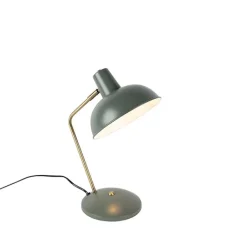 QAZQA Lampen Für Dein Homeoffice|Schlafzimmerlampen*Retro Tischlampe grün mit Bronze - Milou