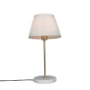 QAZQA Tischlampen|Wohnzimmerlampen*Retro Tischlampe Messing mit Plissee Schirm Creme 25 cm - Kaso