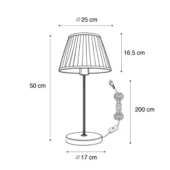 QAZQA Tischlampen|Wohnzimmerlampen*Retro Tischlampe Messing mit Plissee Schirm Creme 25 cm - Kaso