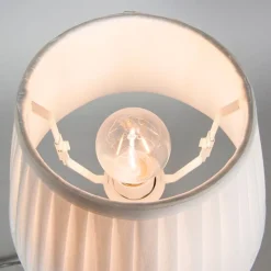 QAZQA Tischlampen|Wohnzimmerlampen*Retro Tischlampe Messing mit Plissee Schirm Creme 25 cm - Kaso