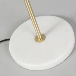 QAZQA Tischlampen|Wohnzimmerlampen*Retro Tischlampe Messing mit Plissee Schirm Creme 25 cm - Kaso