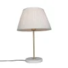 QAZQA Tischlampen|Wohnzimmerlampen*Retro Tischlampe Messing mit Plissee Schirm Creme 35 cm - Kaso