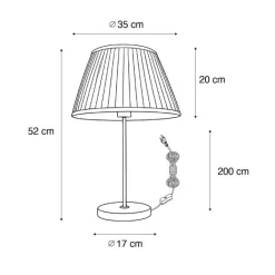 QAZQA Tischlampen|Wohnzimmerlampen*Retro Tischlampe Messing mit Plissee Schirm Creme 35 cm - Kaso