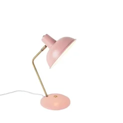 QAZQA Lampen Für Dein Homeoffice|Tischlampen*Retro Tischlampe pink mit Bronze - Milou