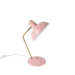 QAZQA Lampen Für Dein Homeoffice|Tischlampen*Retro Tischlampe pink mit Bronze - Milou