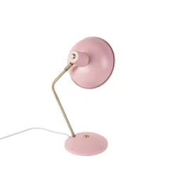 QAZQA Lampen Für Dein Homeoffice|Tischlampen*Retro Tischlampe pink mit Bronze - Milou