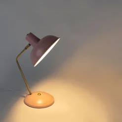 QAZQA Lampen Für Dein Homeoffice|Tischlampen*Retro Tischlampe pink mit Bronze - Milou