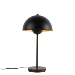 QAZQA Schlafzimmerlampen|Esszimmerlampen*Retro Tischlampe schwarz mit Gold - Magnax
