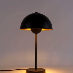 QAZQA Schlafzimmerlampen|Esszimmerlampen*Retro Tischlampe schwarz mit Gold - Magnax