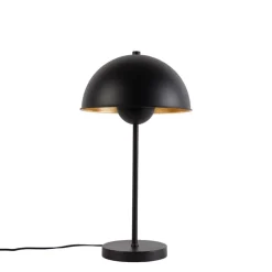 QAZQA Schlafzimmerlampen|Esszimmerlampen*Retro Tischlampe schwarz mit Gold - Magnax