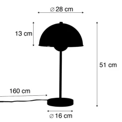 QAZQA Schlafzimmerlampen|Esszimmerlampen*Retro Tischlampe schwarz mit Gold - Magnax