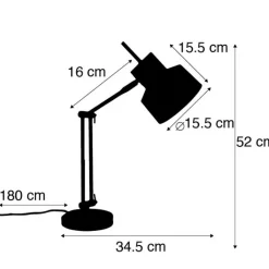 QAZQA Lampen Für Dein Homeoffice|Tischlampen*Retro Tischlampe schwarz - Chappie