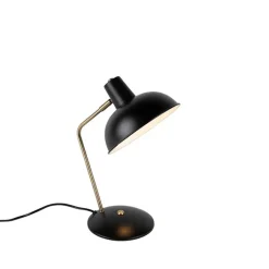 QAZQA Lampen Für Dein Homeoffice|Tischlampen*Retro Tischlampe schwarz mit Bronze - Milou