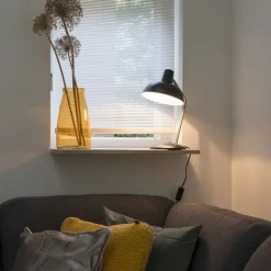 QAZQA Lampen Für Dein Homeoffice|Tischlampen*Retro Tischlampe schwarz mit Bronze - Milou