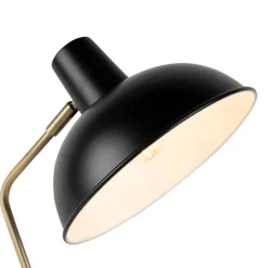 QAZQA Lampen Für Dein Homeoffice|Tischlampen*Retro Tischlampe schwarz mit Bronze - Milou