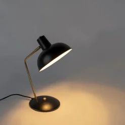 QAZQA Lampen Für Dein Homeoffice|Tischlampen*Retro Tischlampe schwarz mit Bronze - Milou