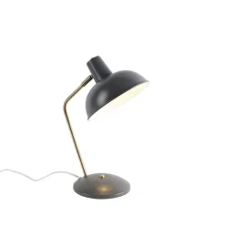 QAZQA Lampen Für Dein Homeoffice|Tischlampen*Retro Tischlampe taupe mit Bronze - Milou
