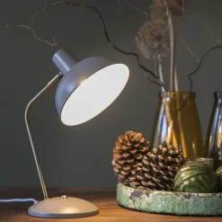 QAZQA Lampen Für Dein Homeoffice|Tischlampen*Retro Tischlampe taupe mit Bronze - Milou