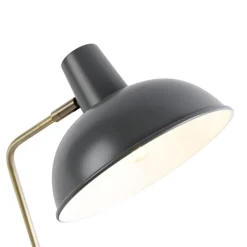 QAZQA Lampen Für Dein Homeoffice|Tischlampen*Retro Tischlampe taupe mit Bronze - Milou