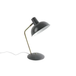 QAZQA Lampen Für Dein Homeoffice|Tischlampen*Retro Tischlampe taupe mit Bronze - Milou