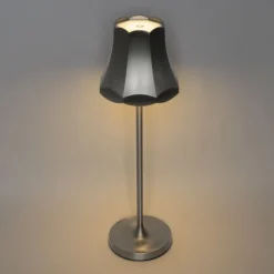 QAZQA Gartenbeleuchtung|Led-Außenleuchten*Retro Tischleuchte Gunmetal wiederaufladbar IP44 - Granny