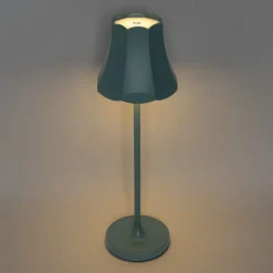 QAZQA Led-Außenleuchten|Akkulampen Outdoor*Retro Tischleuchte Mineralblau wiederaufladbar IP44 - Granny