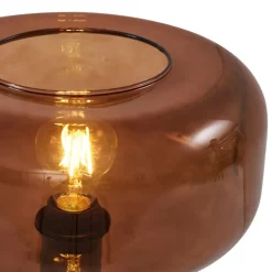 QAZQA Schlafzimmerlampen|Küchenlampen*Retro Tischleuchte Schwarz mit Bronzeglas - Bizle