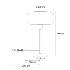 QAZQA Schlafzimmerlampen|Küchenlampen*Retro Tischleuchte Schwarz mit Bronzeglas - Bizle