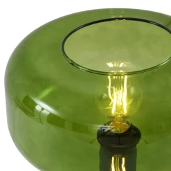 QAZQA Schlafzimmerlampen|Küchenlampen*Retro Tischleuchte Schwarz mit Grünglas - Bizle