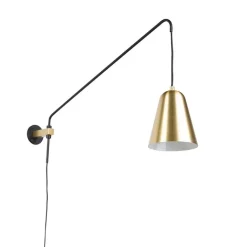 QAZQA Wandleuchten|Wohnzimmerlampen*Retro Wandleuchte Gold / Messing mit Schirm - Demi