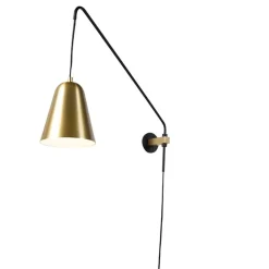 QAZQA Wandleuchten|Wohnzimmerlampen*Retro Wandleuchte Gold / Messing mit Schirm - Demi