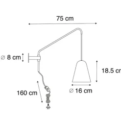 QAZQA Wandleuchten|Wohnzimmerlampen*Retro Wandleuchte Gold / Messing mit Schirm - Demi