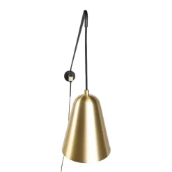 QAZQA Wandleuchten|Wohnzimmerlampen*Retro Wandleuchte Gold / Messing mit Schirm - Demi