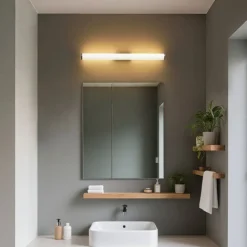 QAZQA Badezimmerlampen|Led-Wandleuchten*Retro Wandleuchte Gunmetal 80,4 cm inkl. LED IP44 - Coco