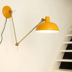 QAZQA Schlafzimmerlampen|Küchenlampen*Retro Wandleuchte Stahl Gelb mit Bronze - Milou