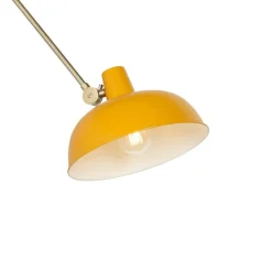 QAZQA Schlafzimmerlampen|Küchenlampen*Retro Wandleuchte Stahl Gelb mit Bronze - Milou