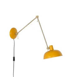 QAZQA Schlafzimmerlampen|Küchenlampen*Retro Wandleuchte Stahl Gelb mit Bronze - Milou