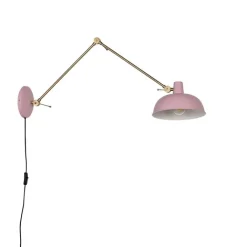 QAZQA Wandleuchten|Wohnzimmerlampen*Retro Wandleuchte Stahl Rosa mit Bronze - Milou