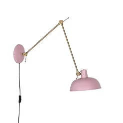 QAZQA Wandleuchten|Wohnzimmerlampen*Retro Wandleuchte Stahl Rosa mit Bronze - Milou