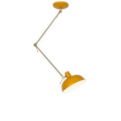 QAZQA Schlafzimmerlampen|Küchenlampen*Retro-Deckenleuchte Gelb mit Bronze - Milou
