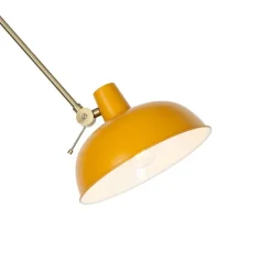 QAZQA Schlafzimmerlampen|Küchenlampen*Retro-Deckenleuchte Gelb mit Bronze - Milou