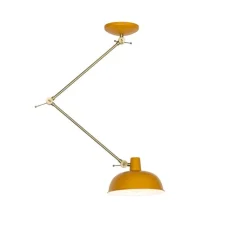 QAZQA Schlafzimmerlampen|Küchenlampen*Retro-Deckenleuchte Gelb mit Bronze - Milou