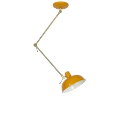 QAZQA Schlafzimmerlampen|Küchenlampen*Retro-Deckenleuchte Gelb mit Bronze - Milou